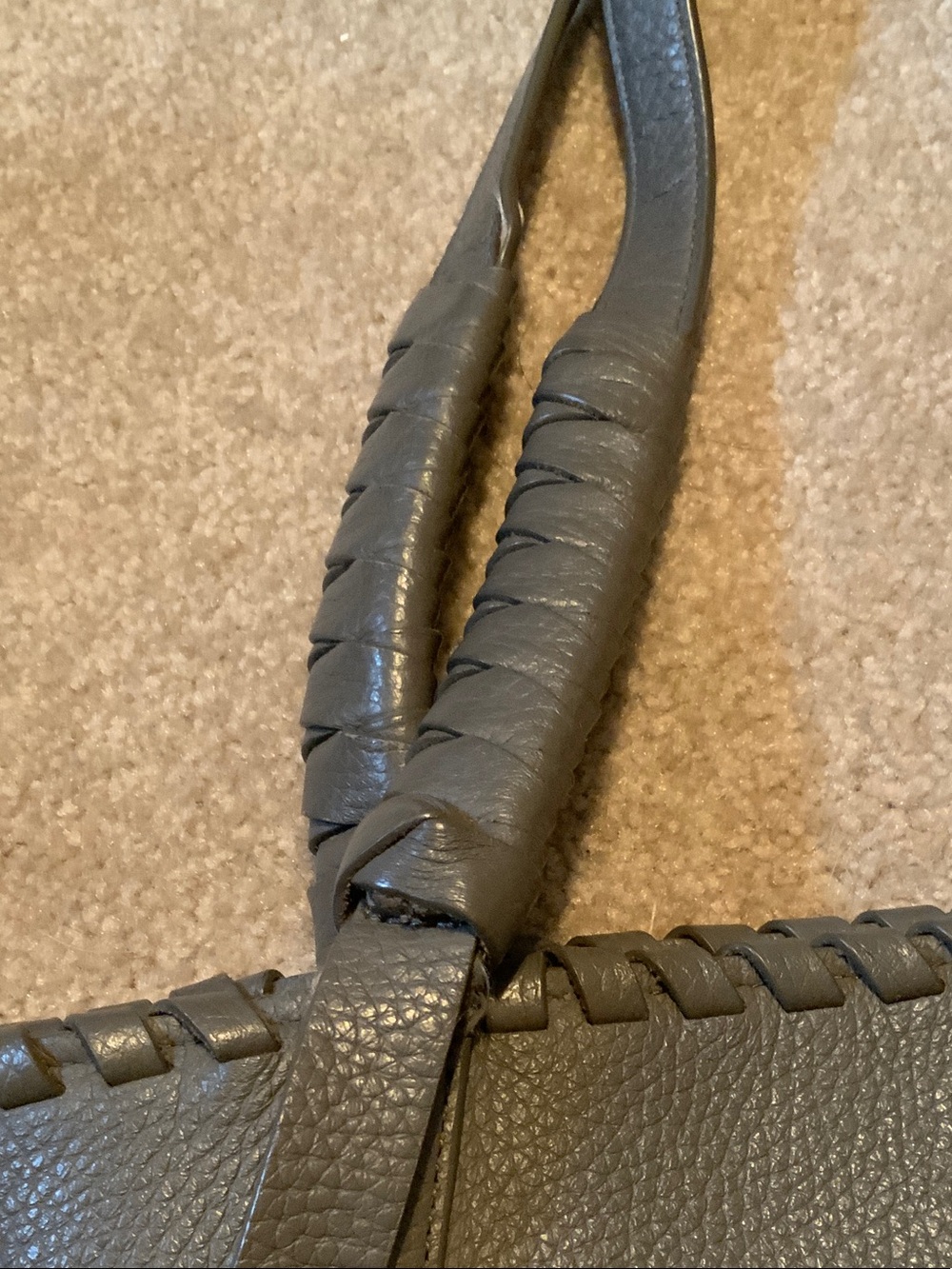 AllSaints Gray Leather Braided-Edge Tote - Picture 2 of 11